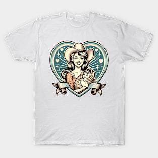 Vintage Motherhood Love Heart Symbol of Maternal Affection T-Shirt